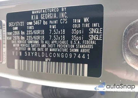 2022 Kia Sorento X-Line S z USA, uszkodzony, nr VIN 5XYRLDLC0NG097441